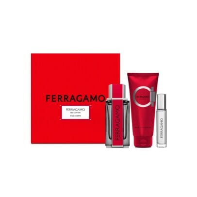 Set Perfume Salvatore Ferragamo Red Leather Eau de Toilette 100Ml + Gel De Ducha 100Ml + Mini Eau de Parfum 10Ml Hombre